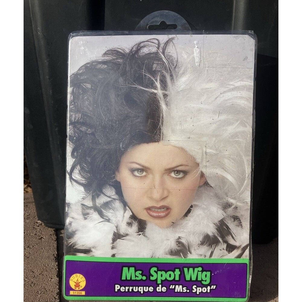 Rubie’s Ms. Spot Wig Black White Split Cruella Style Costume Wig #51356
